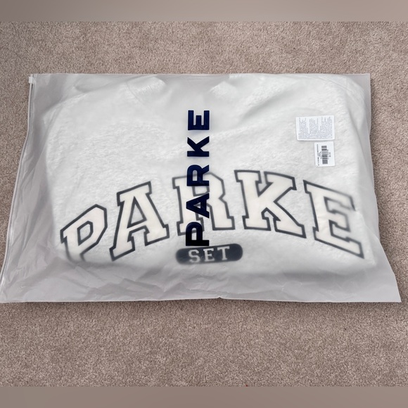 NWT Parke x Set Active Collaboration Varsity Mockneck L/XL Gray Sweatshirt Orca - Picture 10 of 10